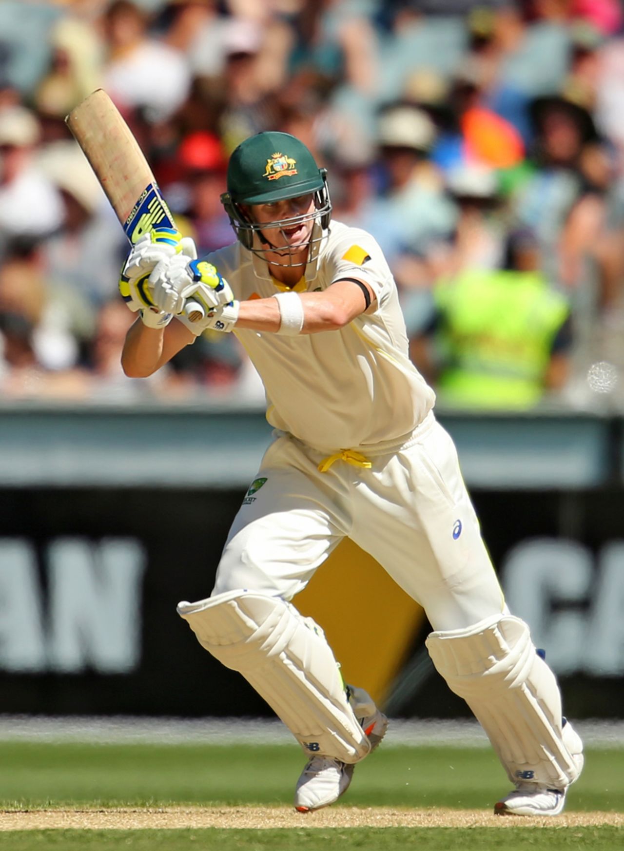 Steven Smith flicks one onto the leg side, Australia v India, 3rd Test, Melbourne, 1st day, December 26, 2014