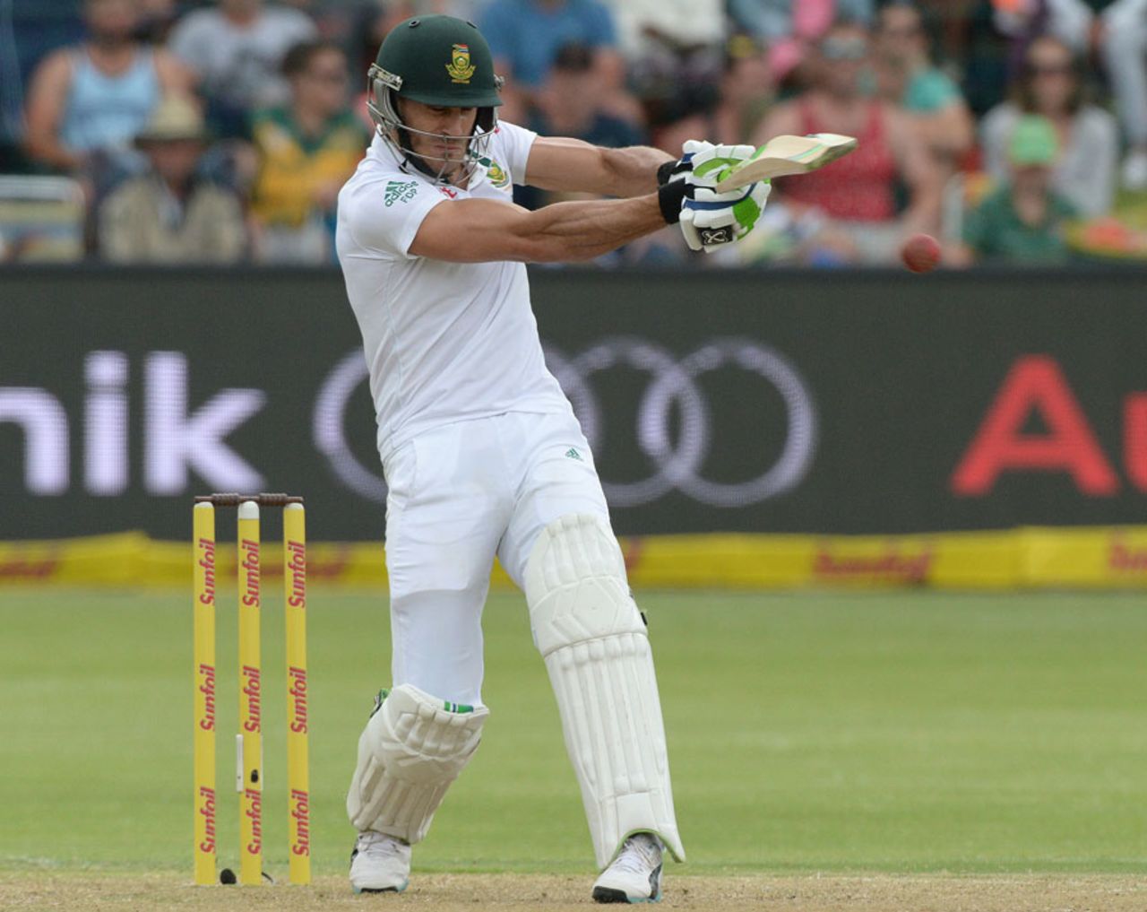 Faf du Plessis was unbeaten on 99 at stumps, South Africa v West Indies, 2nd Test, Port Elizabeth, 1st day, December 26, 2014