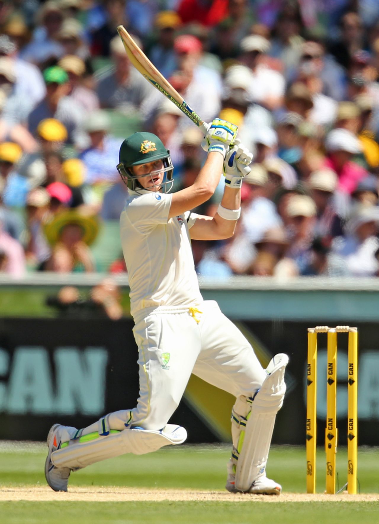 Steven Smith pulls on his way to a hundred, Australia v India, 3rd Test, Melbourne, 2nd day, December 27, 2014