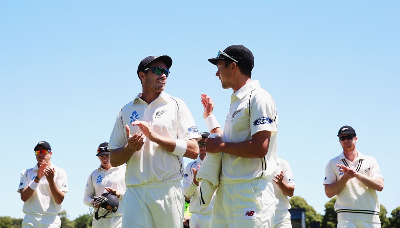 Tim Southee and Trent Boult took eight wickets between them, New Zealand v Sri Lanka, 1st Test, Christchurch, 4th day, December 29, 2014