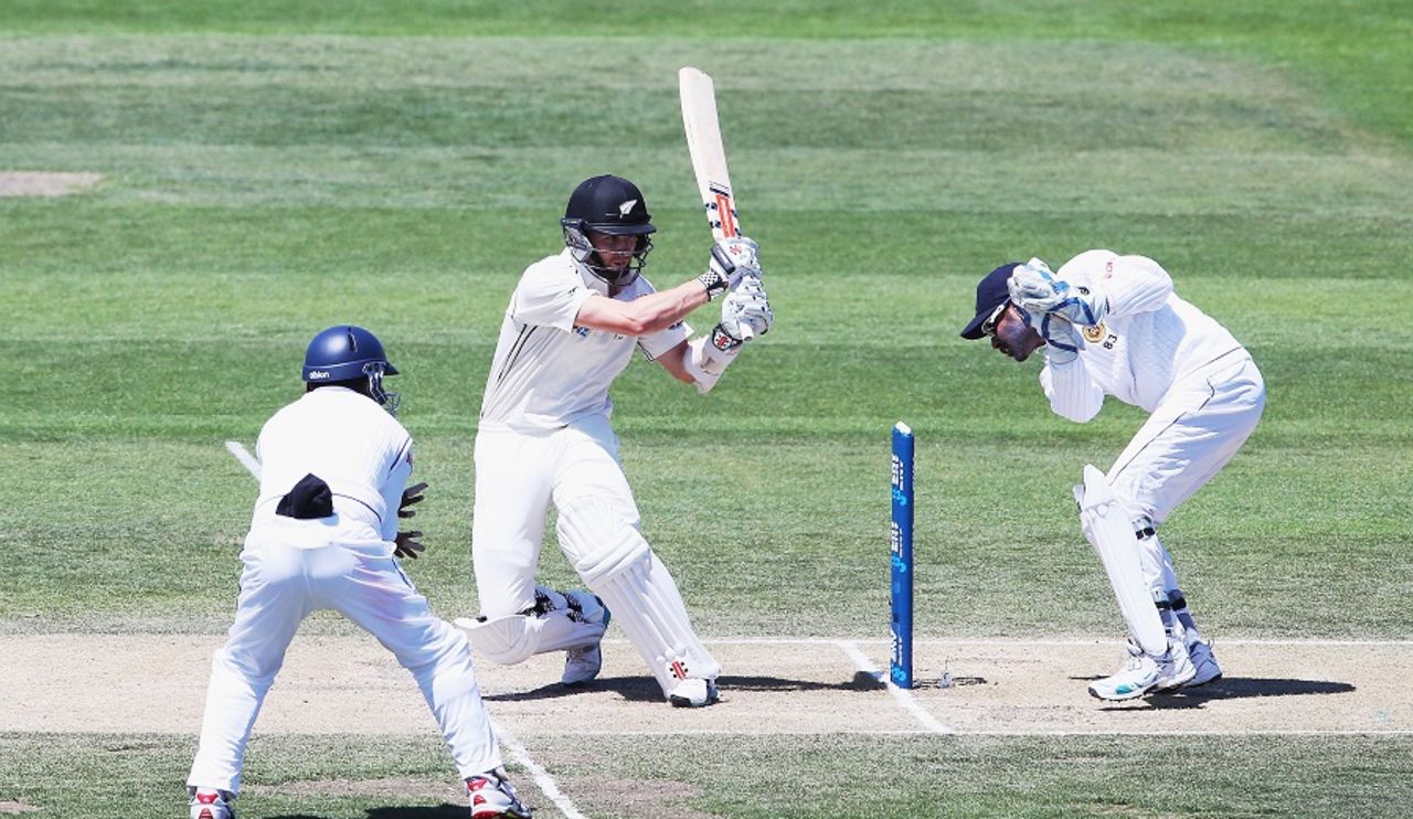 Kane Williamson pulls, New Zealand v Sri Lanka, 1st Test, Christchurch, 4th day, December 29, 2014