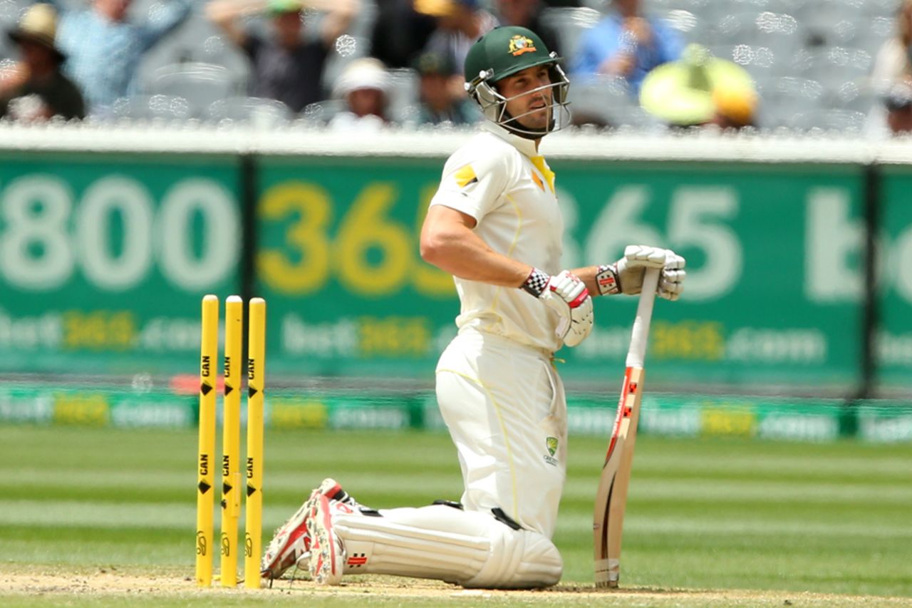 Shaun Marsh reacts after being run out on 99, Australia v India, 3rd Test, Melbourne, 5th day, December 30, 2014