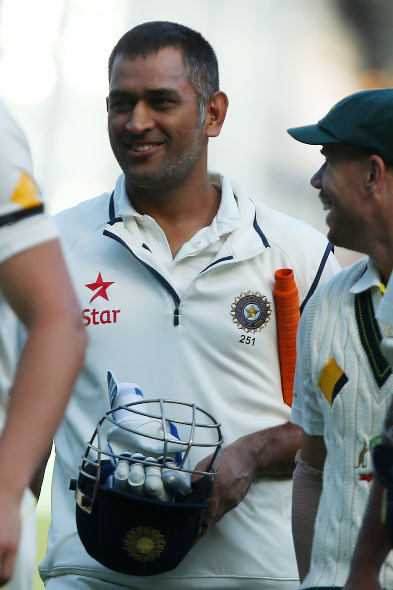 MS Dhoni is all smiles after the match, Australia v India, 3rd Test, Melbourne, 5th day, December 30, 2014