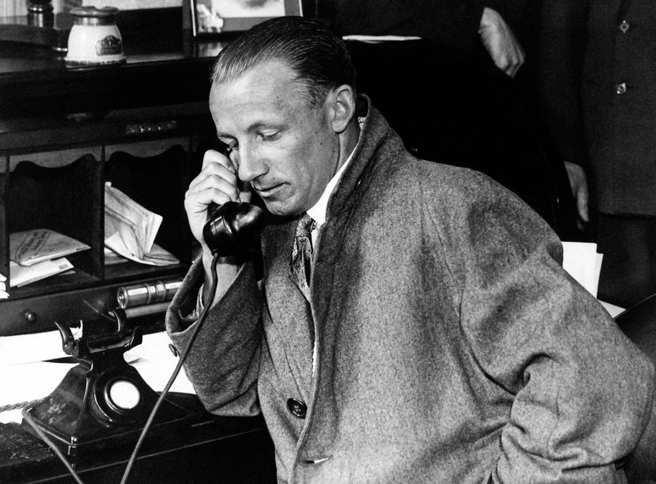 Don Bradman makes a telephone call, May 10, 1934