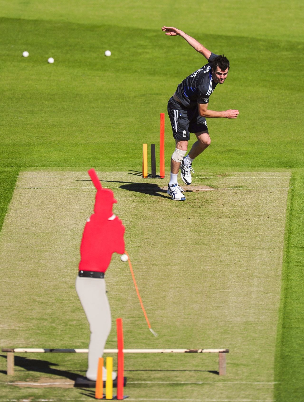 James Anderson bowls at a cut-out target , Chester-le-Street, September 7, 2012