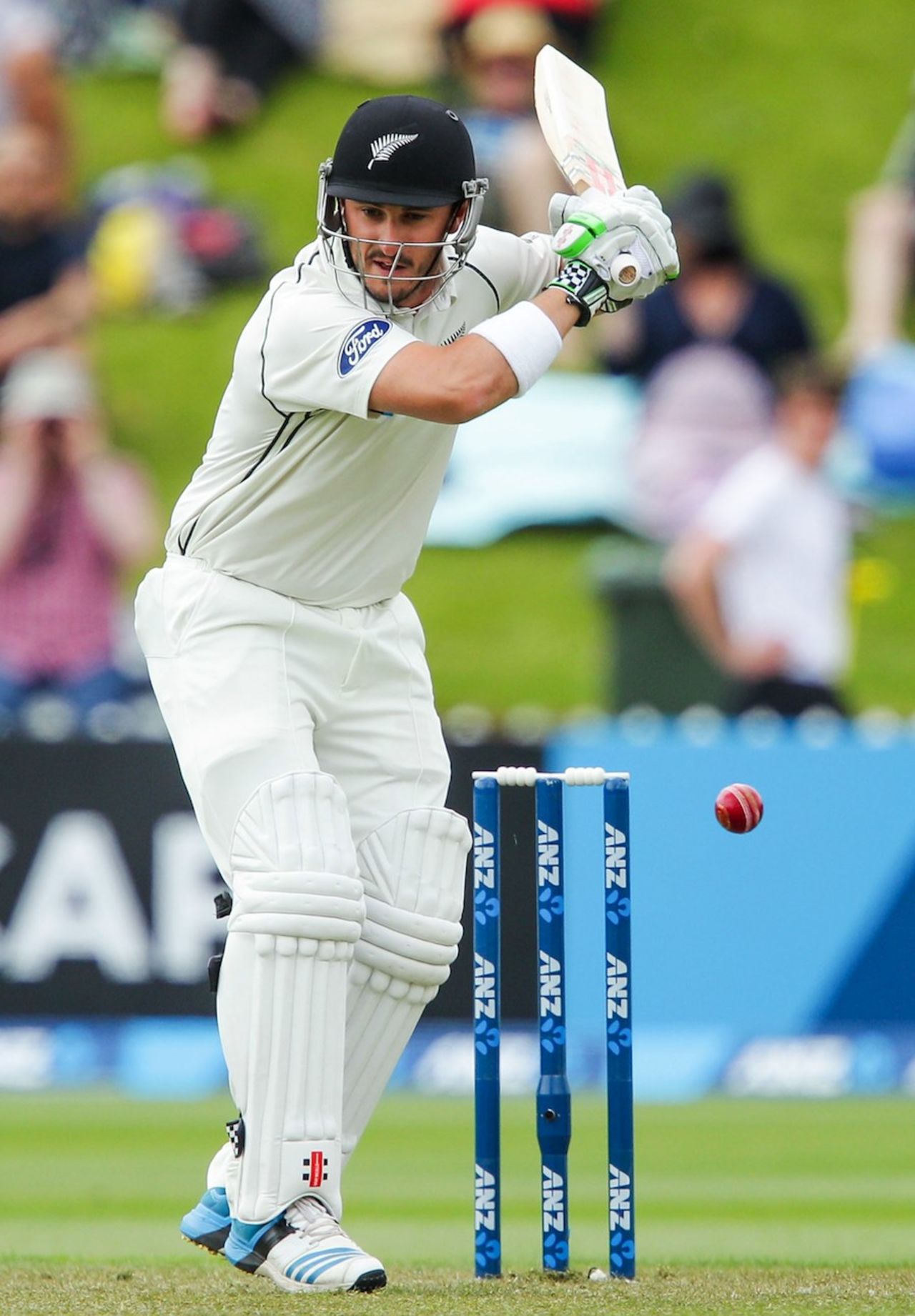 Hamish Rutherford lets the ball go, New Zealand v Sri Lanka, 2nd Test, Wellington, 1st day, January 3, 2015
