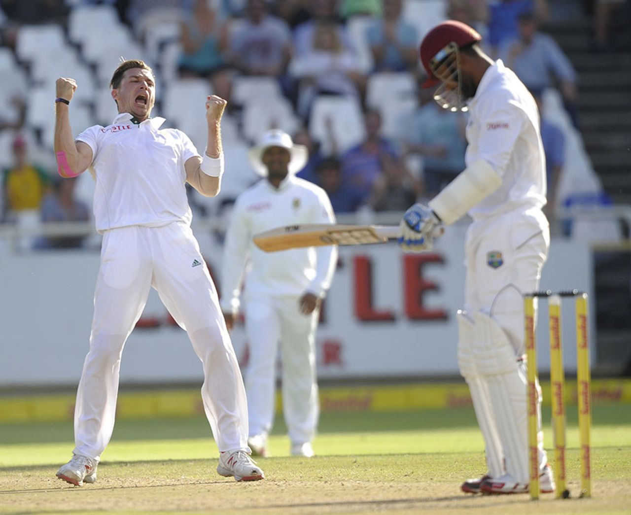 Dale Steyn roars at removing Denesh Ramdin, South Africa v West Indies, 3rd Test, Cape Town, 4th day, January 5, 2014