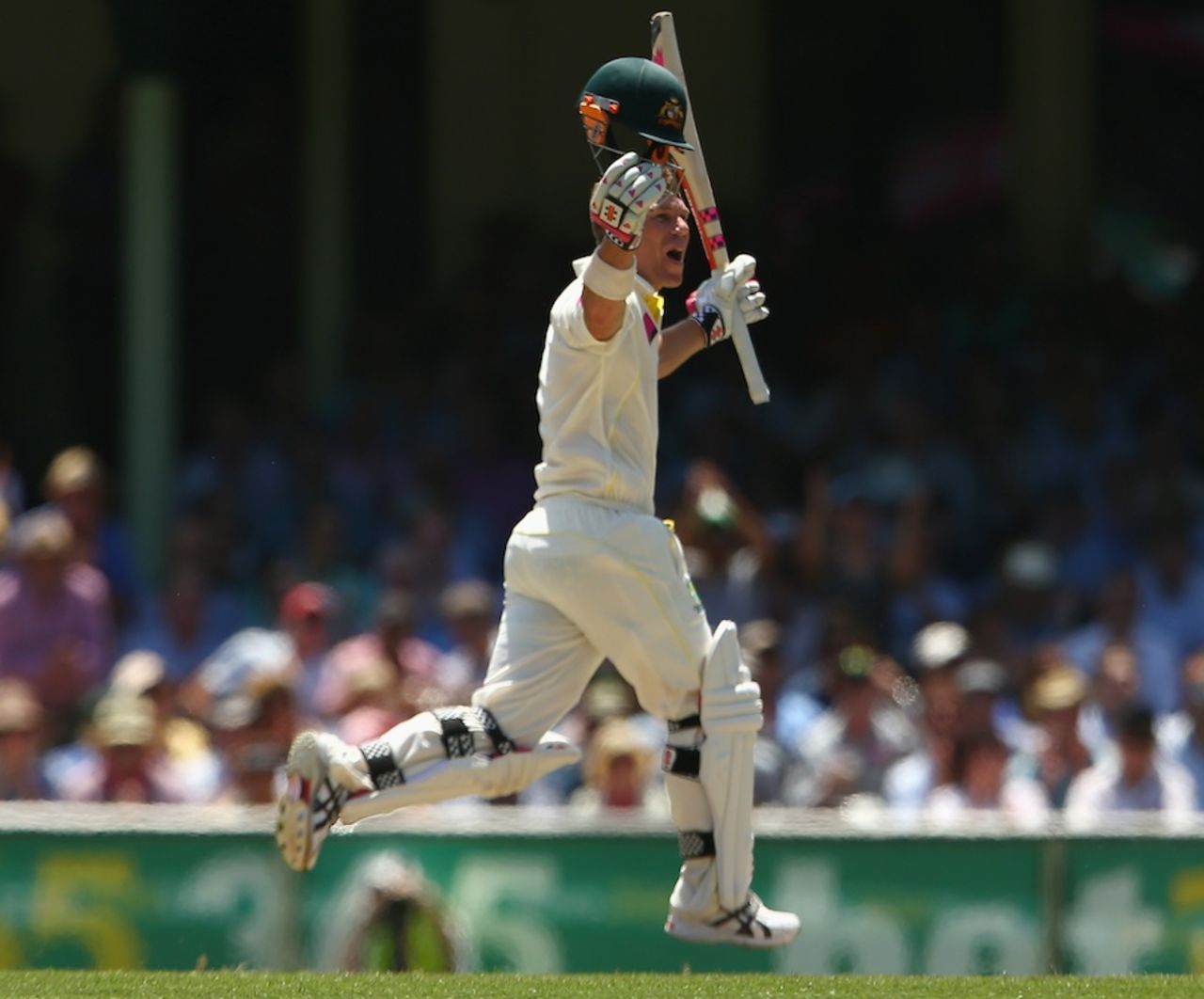 David Warner celebrates his hundred, Australia v India, 4th Test, Sydney, 1st day, January 6, 2015
