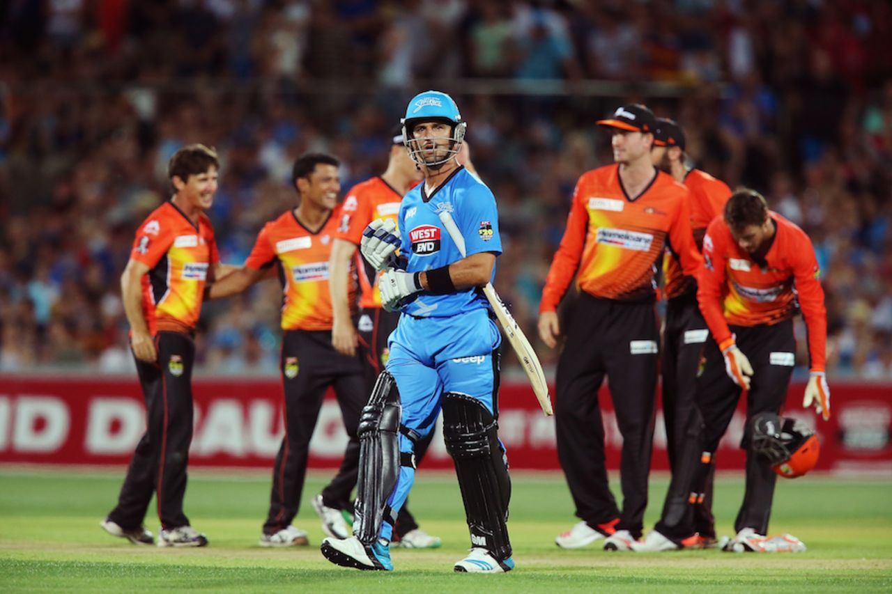Ryan ten Doeschate took eight balls to score four, Adelaide Strikers v Perth Scorchers, Big Bash League 2014-15, Adelaide, January 6, 2015