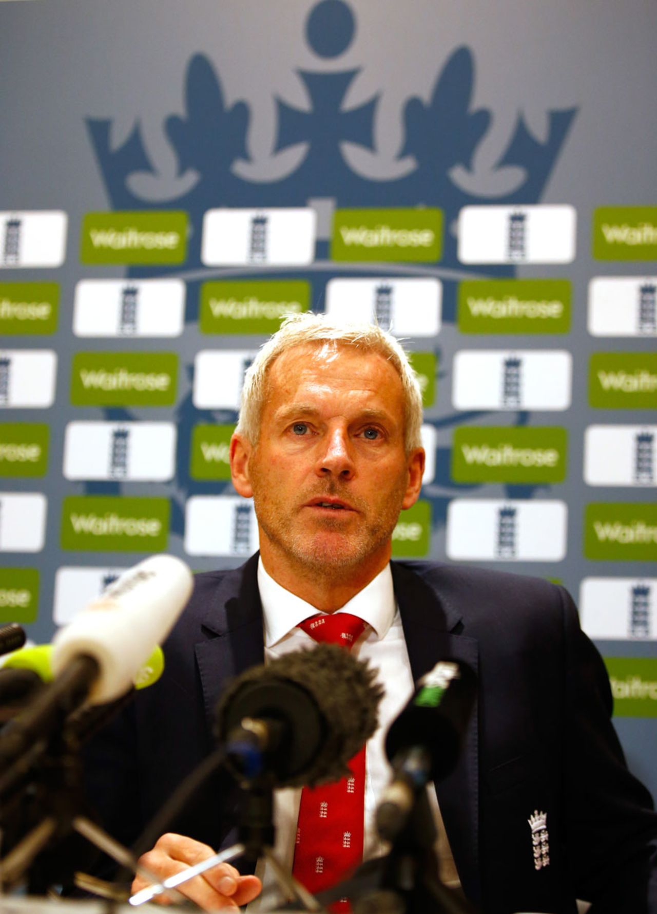 Peter Moores addressed the media before England departed for Australia, Heathrow airport, London, January 6, 2015