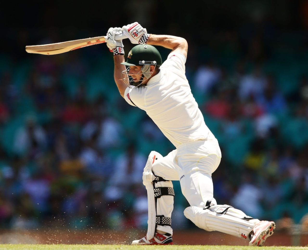Shaun Marsh drives on the front foot, Australia v India, 4th Test, Sydney, 2nd day, January 7, 2015