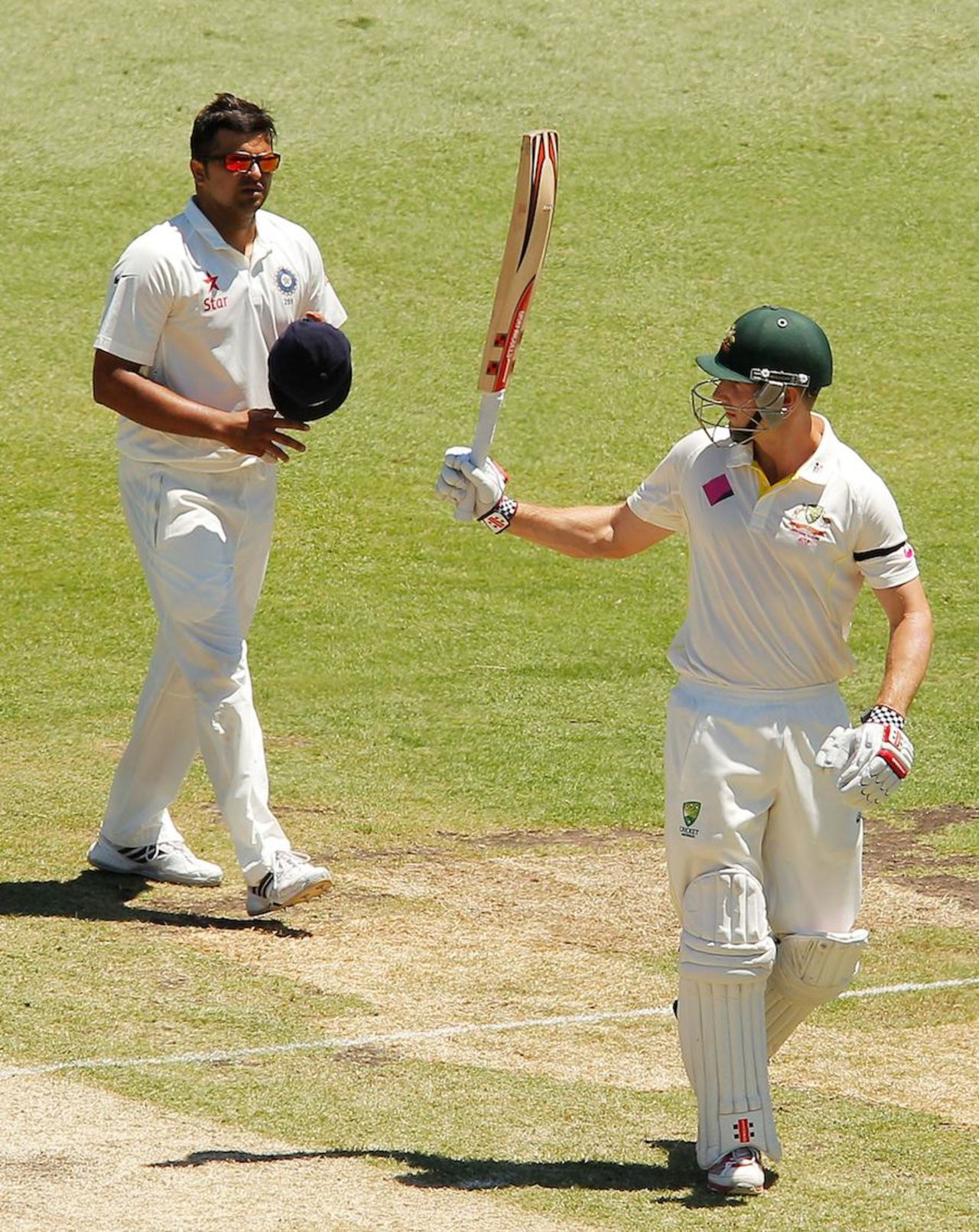 Shaun Marsh brings up his fifty, Australia v India, 4th Test, Sydney, 2nd day, January 7, 2015
