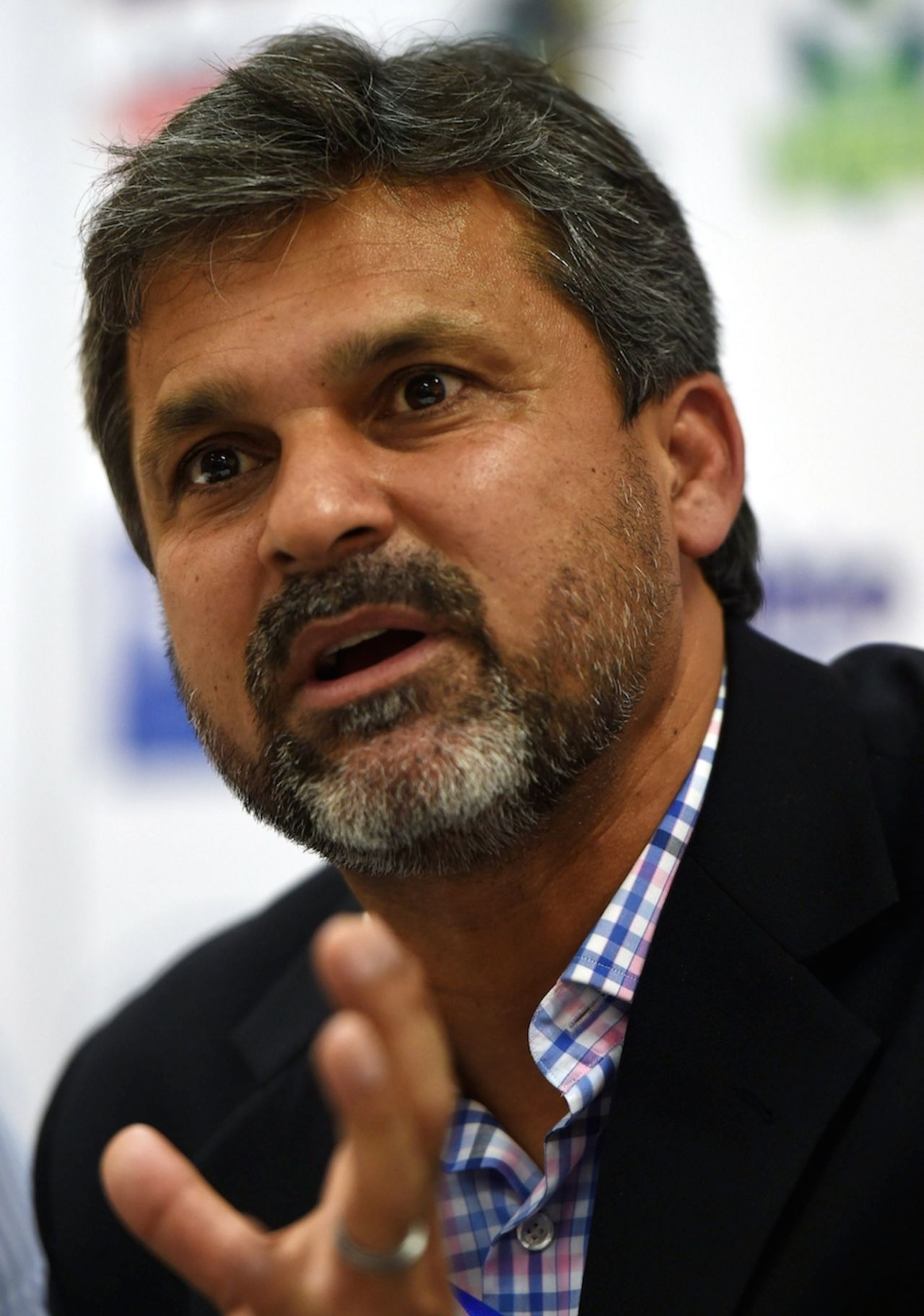 Moin Khan at the announcement of Pakistan's World Cup squad, Karachi, January 7, 2015
