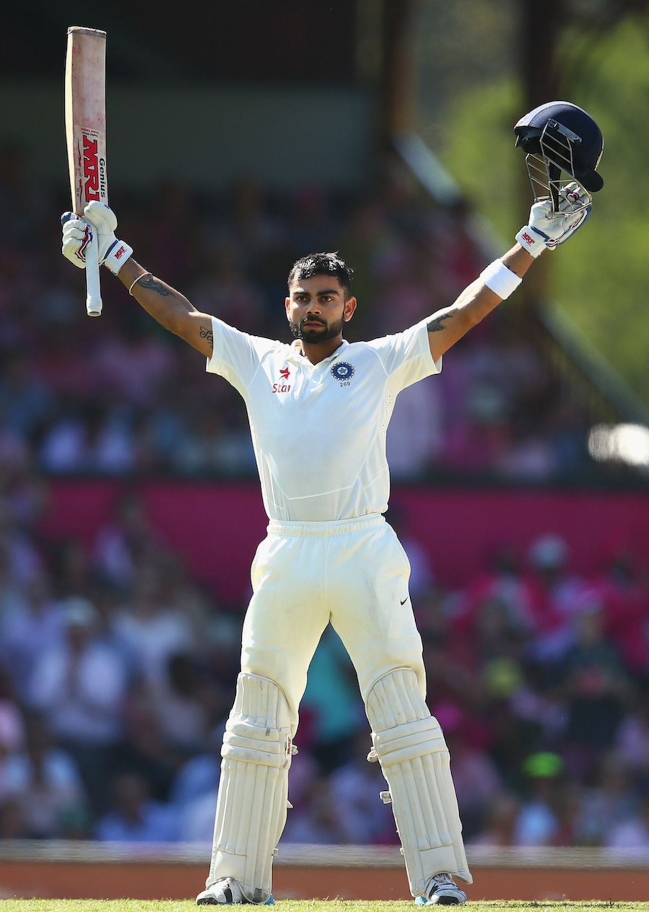 Virat Kohli stands tall after his fourth ton of the series, Australia v India, 4th Test, Sydney, 3rd day, January 8, 2015