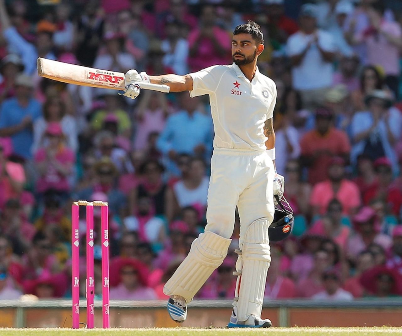Virat Kohli brought up his 10th Test hundred, Australia v India, 4th Test, Sydney, 3rd day, January 8, 2015