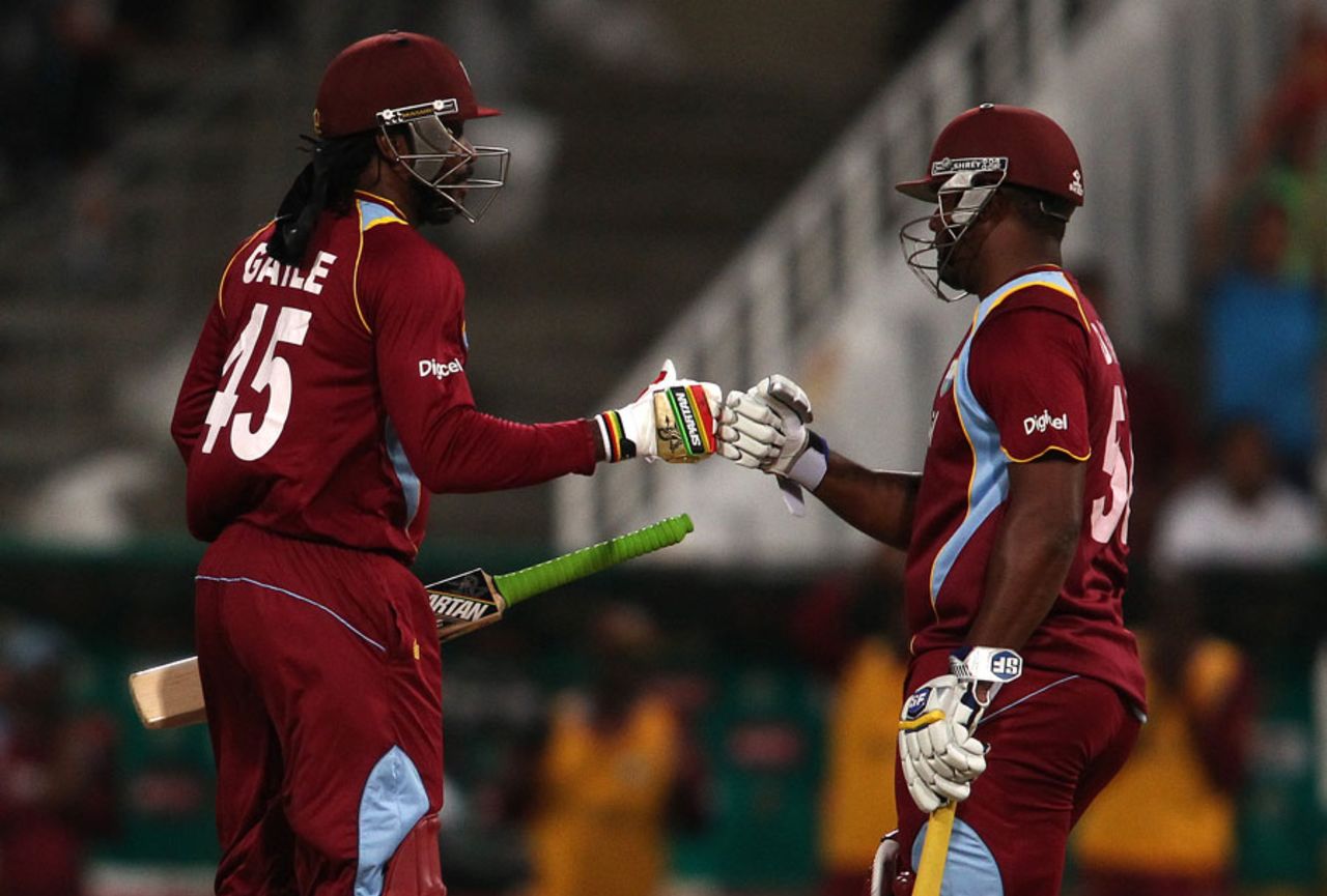 Chris Gayle and Dwayne Smith scored 78 in the Powerplay, South Africa v West Indies, 1st T20, Cape Town, January 9, 2015