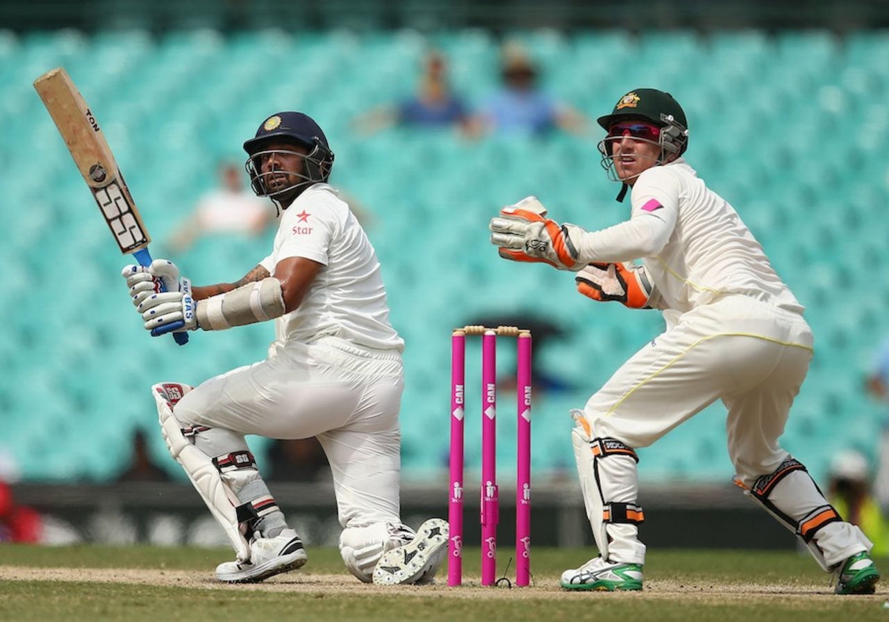 M Vijay sweeps, Australia v India, 4th Test, Sydney, 5th day, January 10, 2015