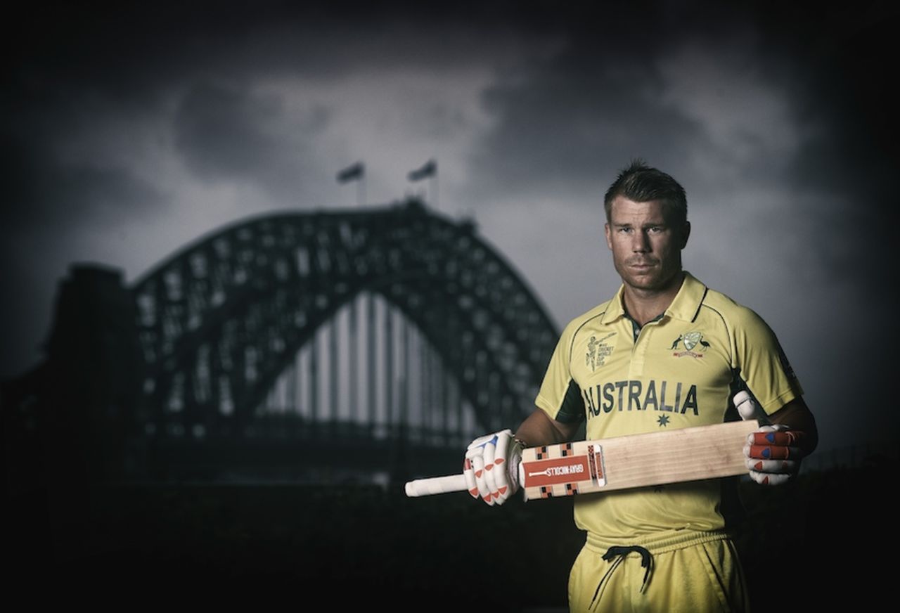 David Warner in World Cup colours, Sydney, January 11, 2015
