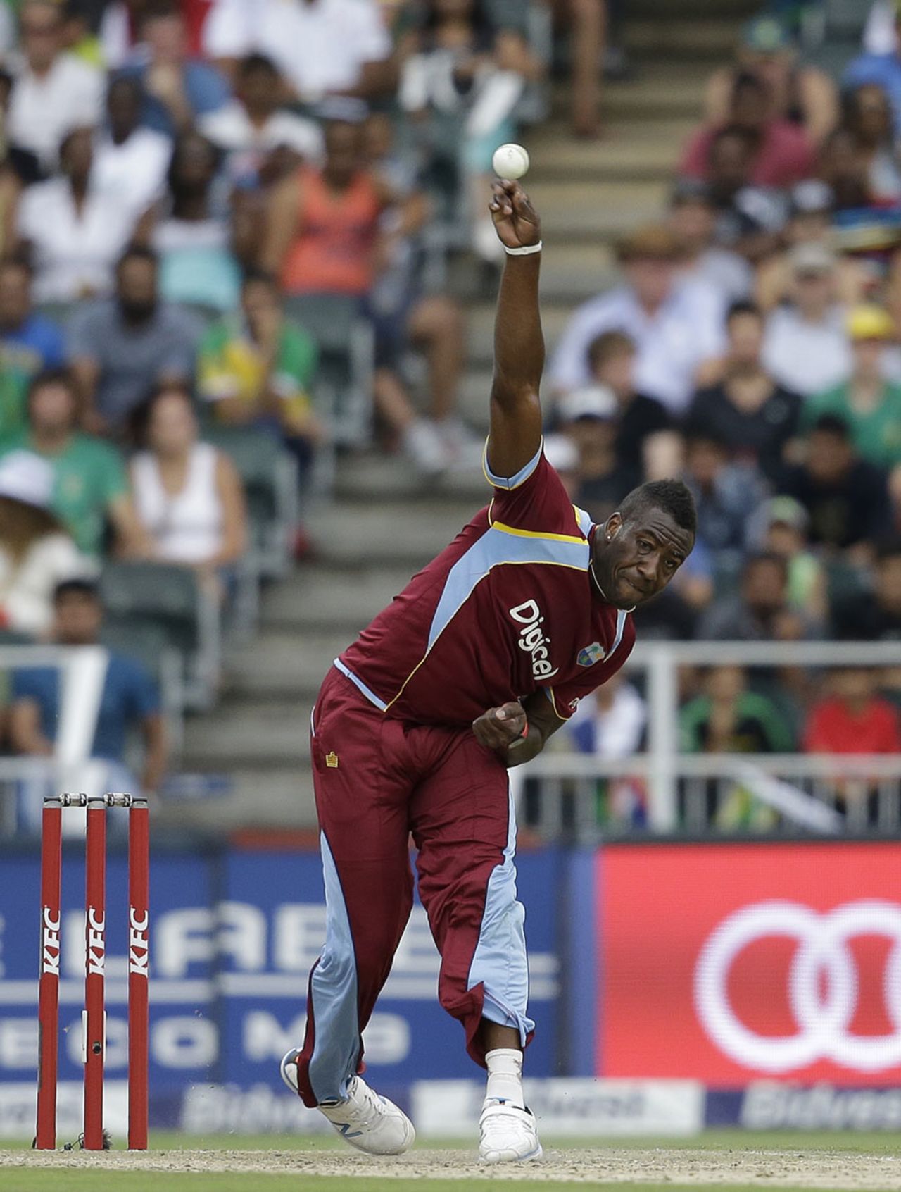 Andre Russell was one of the more economical bowlers on show, South Africa v West Indies, 2nd T20, Johannesburg, January 11, 2015