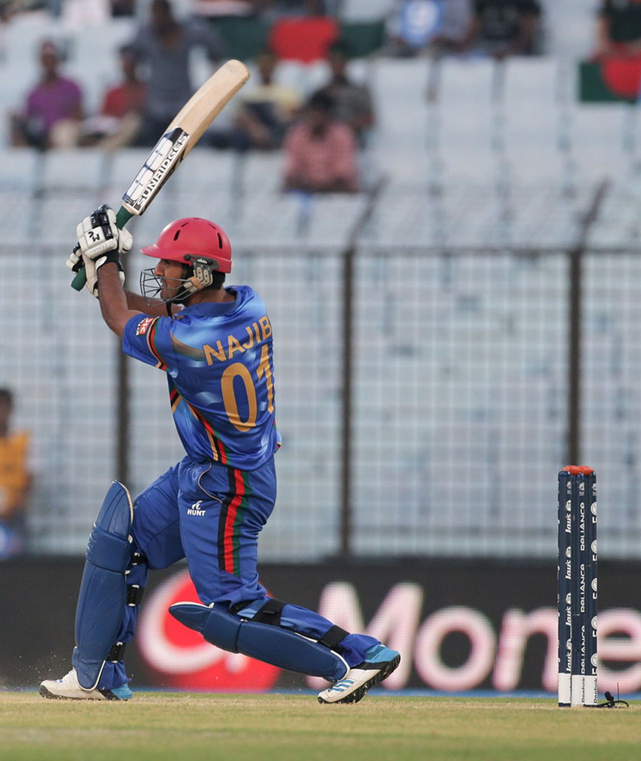 Najibullah Zadran drives, Afghanistan v Nepal, World T20, Chittagong, March 20, 2014