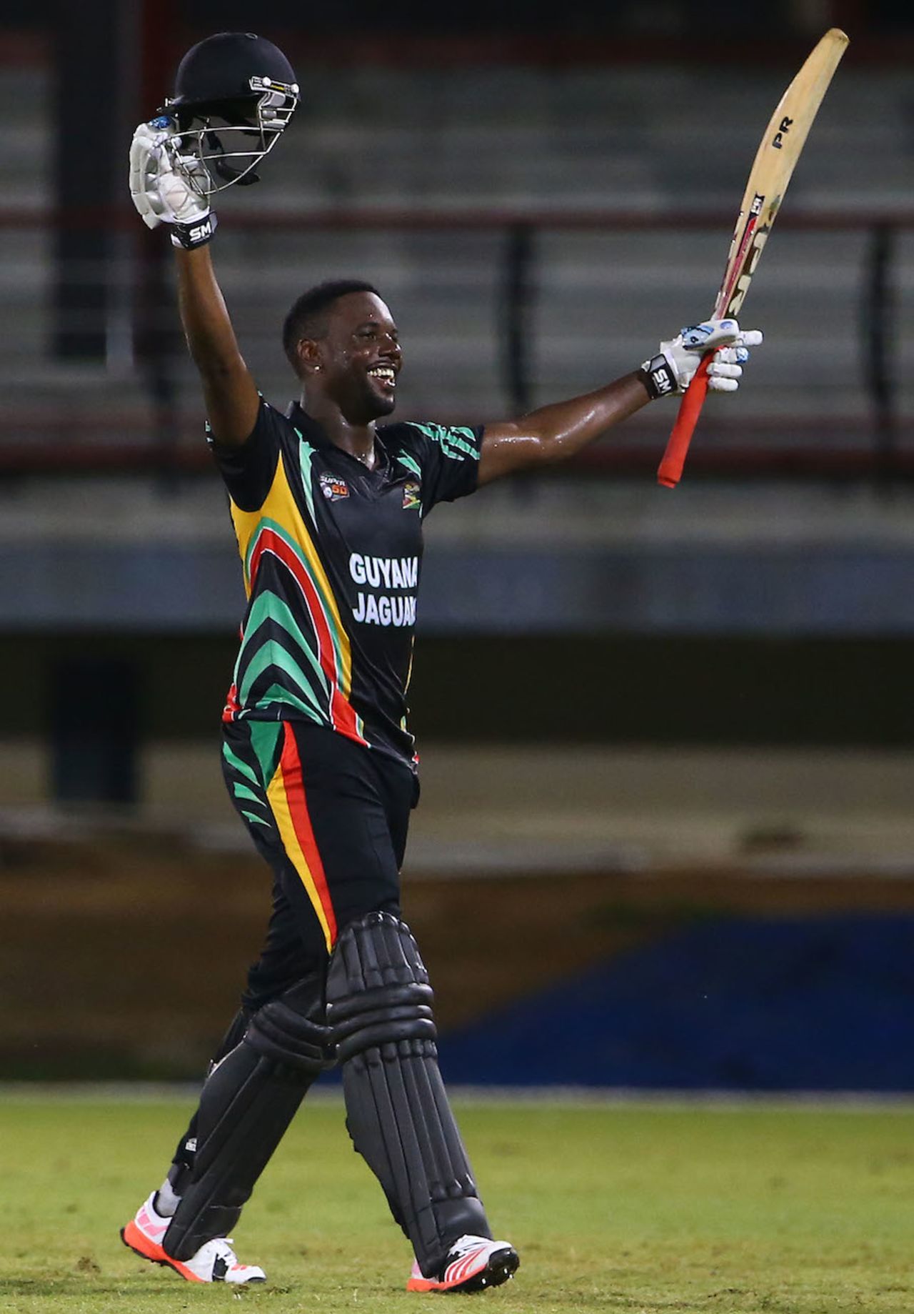 Raymon Reifer is all smiles after the win, Barbados v Guyana, Nagico Super50 2015, Port of Spain, January 17, 2015