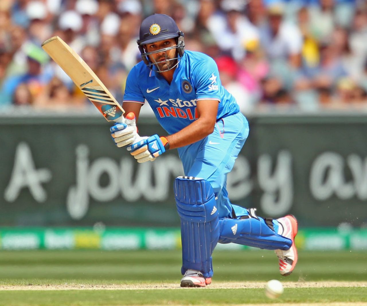 Rohit Sharma guides the ball on to the leg side, Australia v India, Carlton Mid Tri-series, Melbourne, January 18, 2015