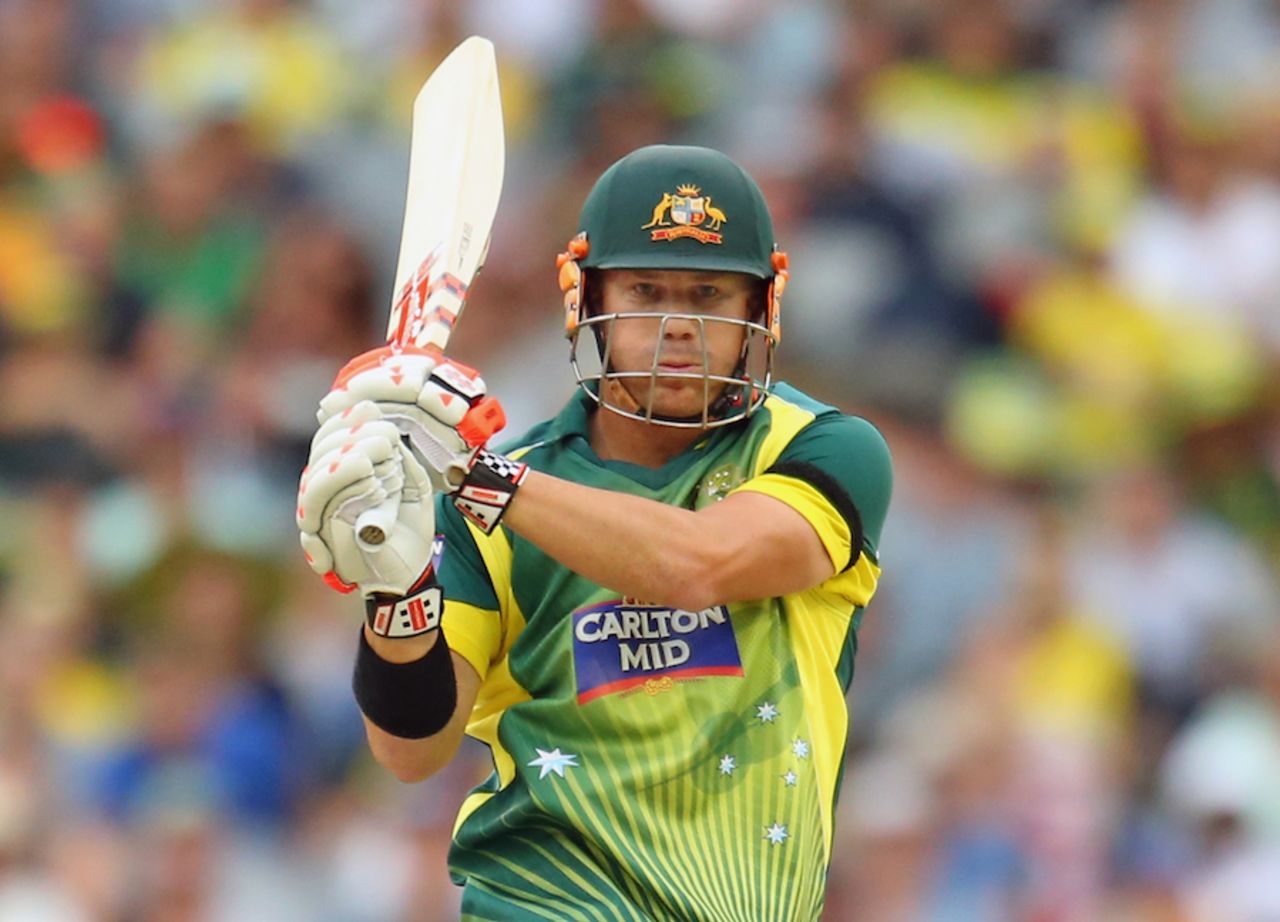 David Warner swatted three fours in his innings, Australia v India, Carlton Mid Tri-series, Melbourne, January 18, 2015