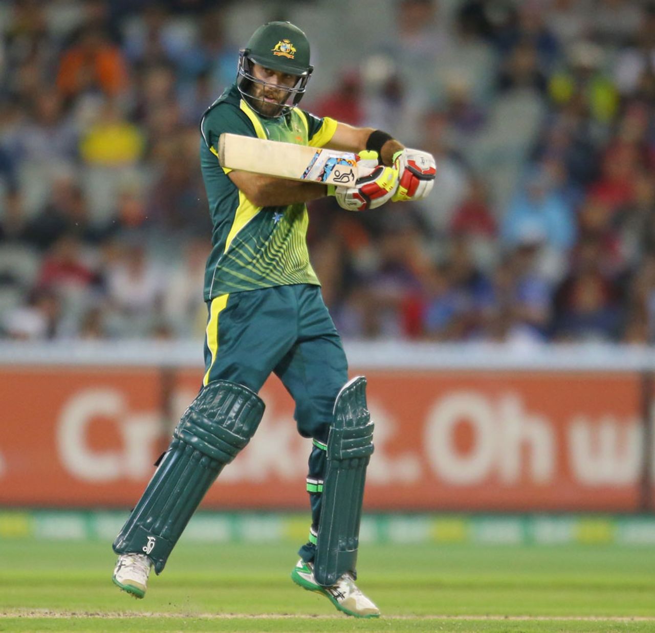 Glenn Maxwell guides the ball past point, Australia v India, Carlton Mid Tri-series, Melbourne, January 18, 2015