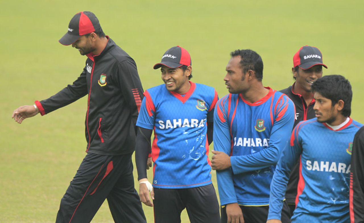 The Bangladesh players were all smiles at a training session, Dhaka, January 19, 2015