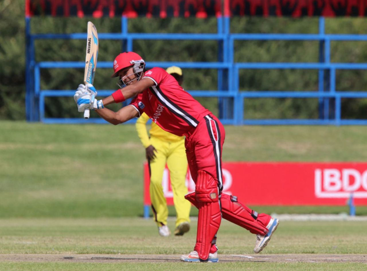 Nitish Kumar stroked 10 fours and a six during his ton, Canada v Uganda, ICC World Cricket League Division Two, Windhoek, January 21, 2015