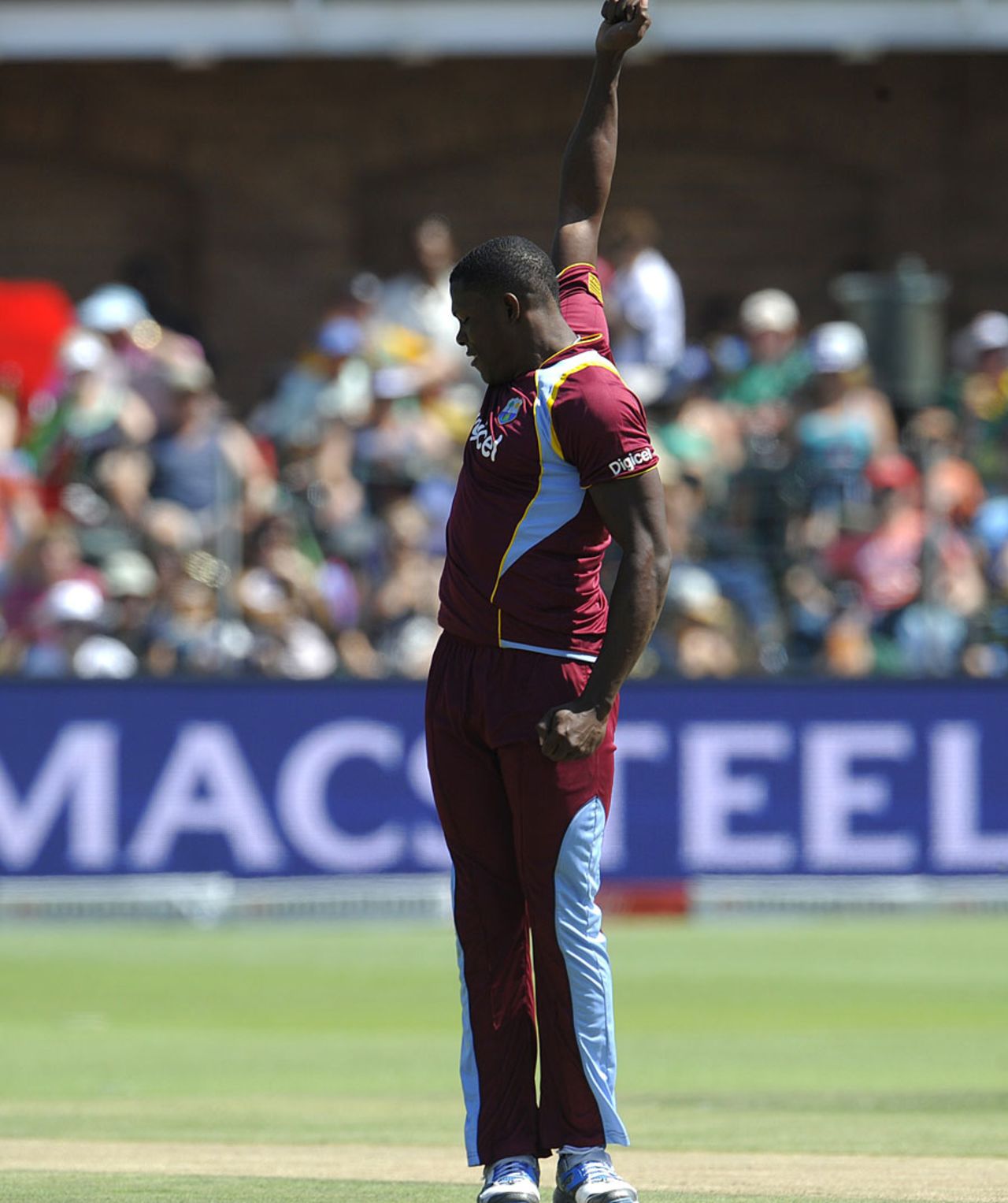 Sheldon Cottrell celebrates a wicket, South Africa v West Indies, 4th ODI, Port Elizabeth, January 25, 2015