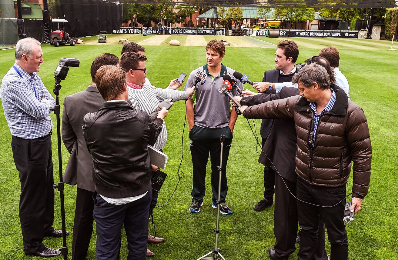 Shane Watson speaks to the press at the SCG, October 21, 2014