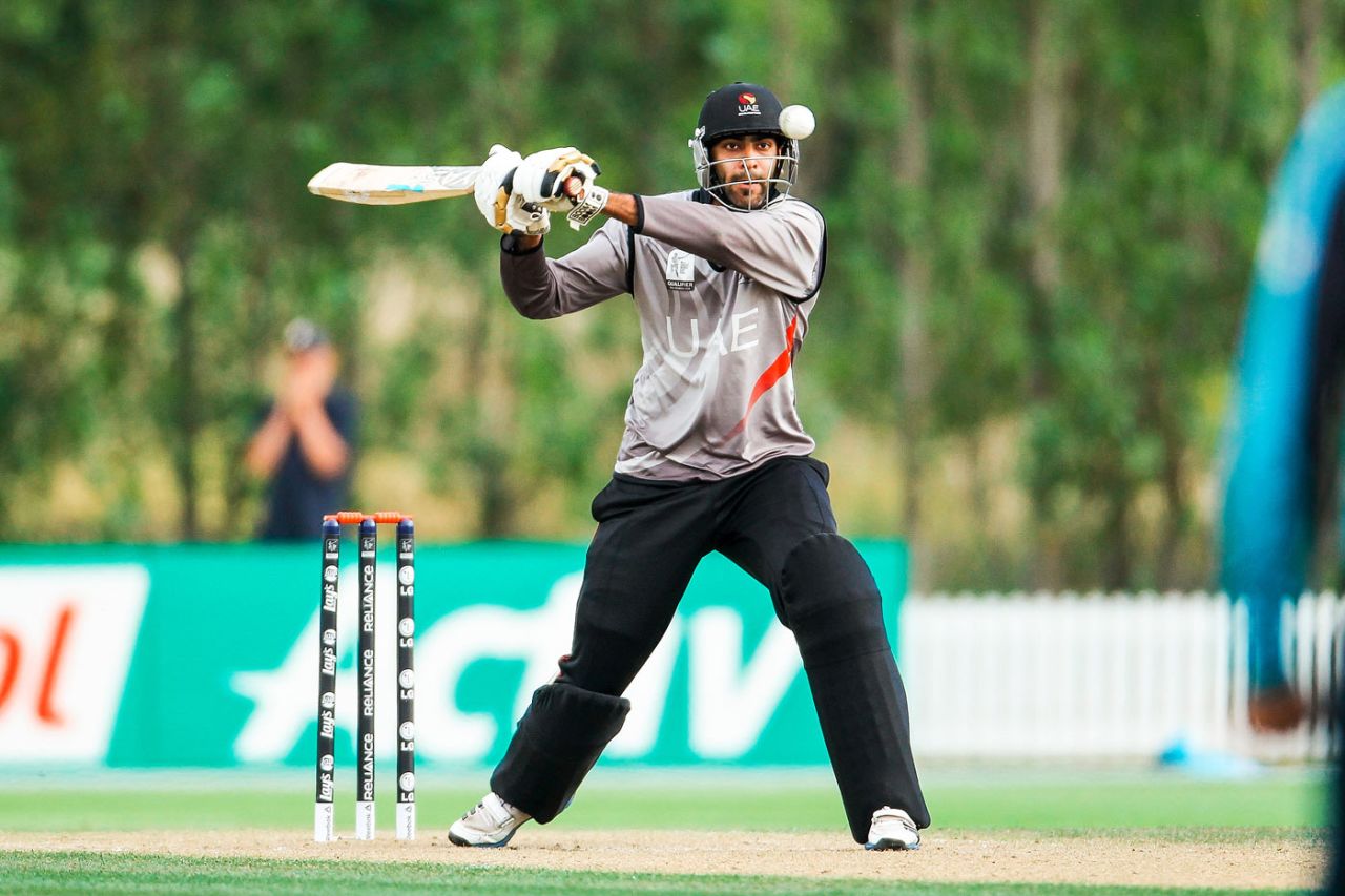 Ahmed Raza bats, World Cup Qualifier, final, Lincoln, February 1, 2014