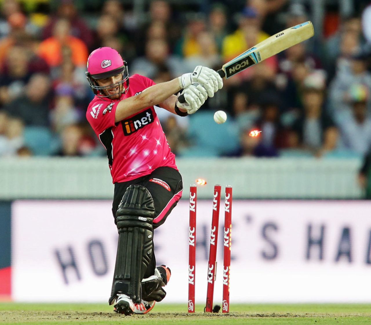 Riki Wessels was bowled for 2 in the third over, Perth Scorchers v Sydney Sixers, Big Bash League 2014-15, final, Canberra, January 28, 2015
