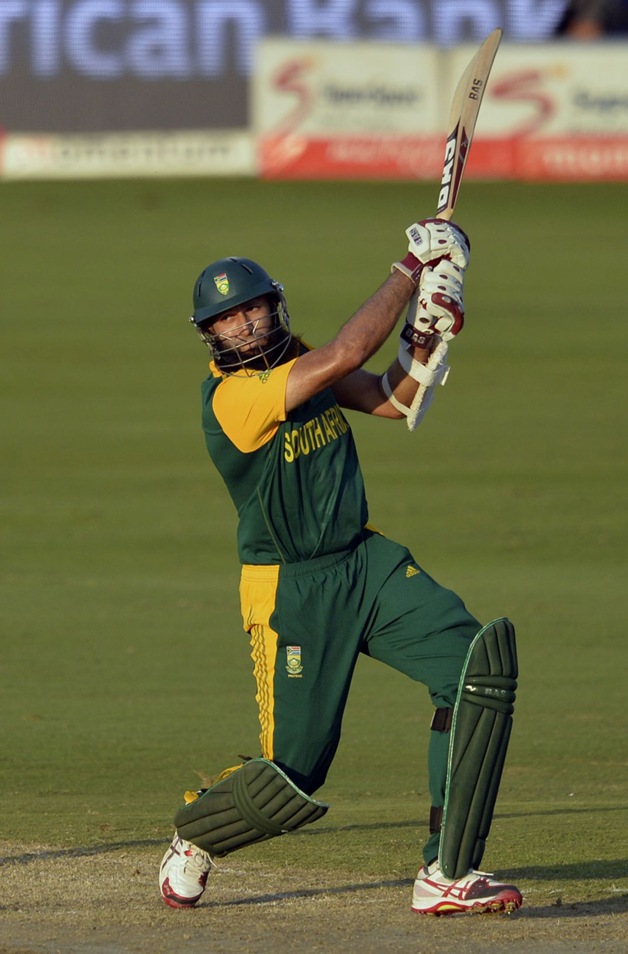 Hashim Amla plays strongly through the off side, South Africa v West Indies, 5th ODI, Centurion, January 28, 2015