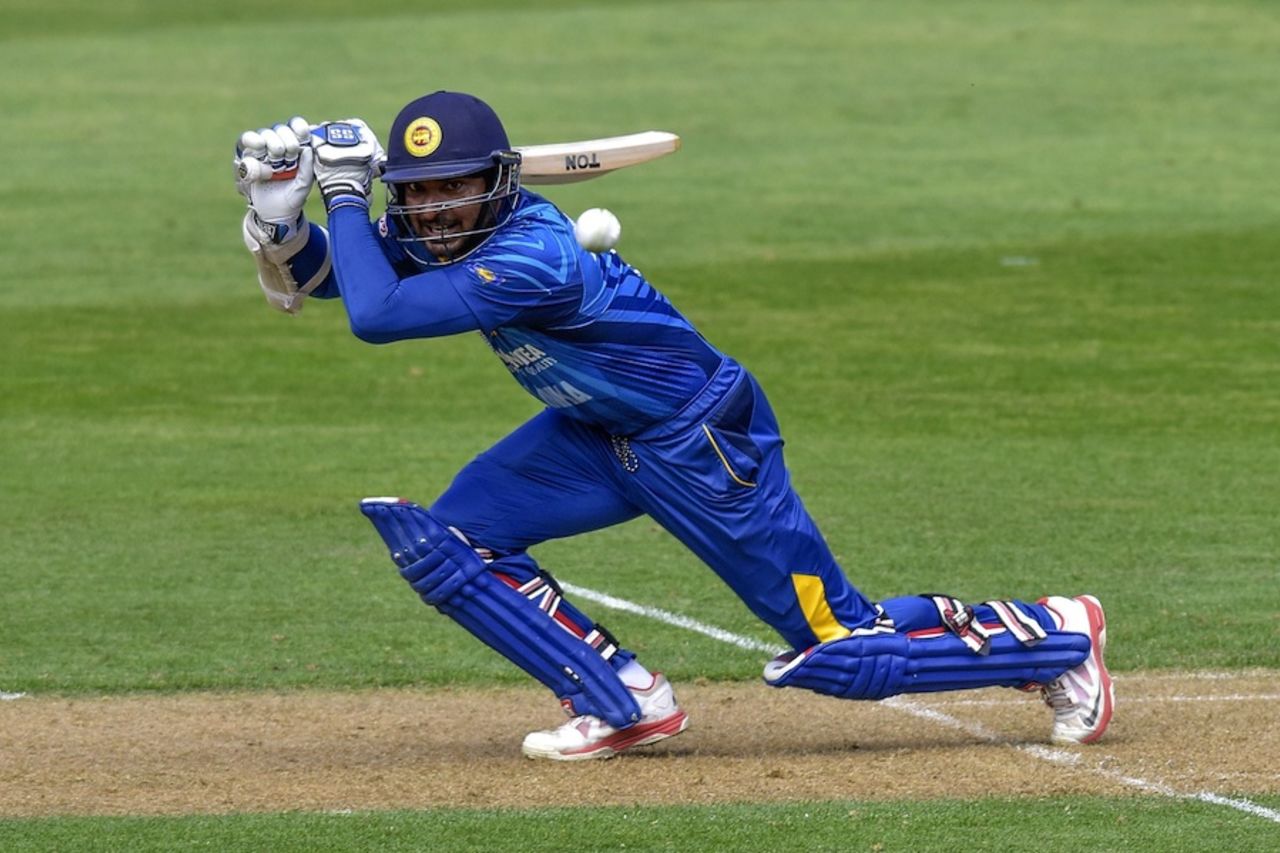 Kumar Sangakkara plays the front-foot drive, New Zealand v Sri Lanka, 7th ODI, Wellington, January 29, 2015