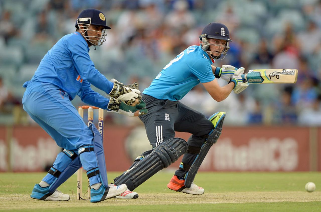 Jos Buttler guides the ball to the off side, England v India, Carlton Mid Tri-series, Perth, January 30, 2015