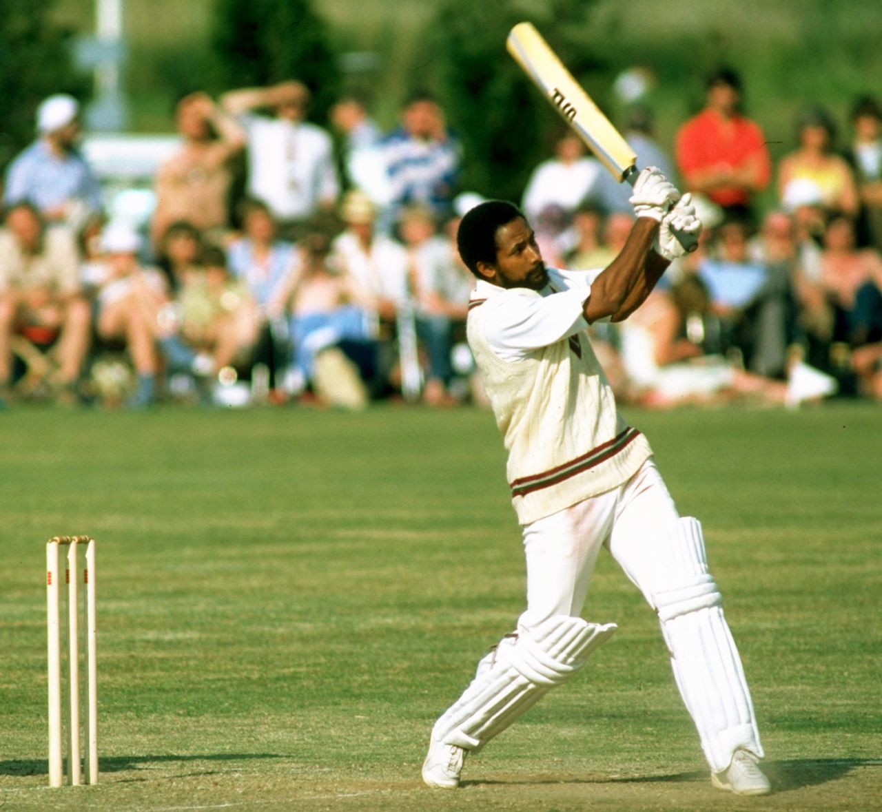 Andy Roberts bats against Northamptonshire, May 1980