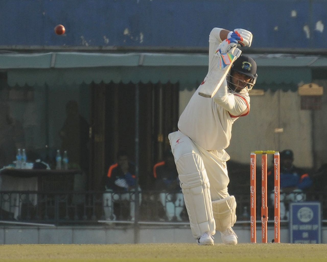Yuvraj Singh drives the ball,  Punjab v Odisha, Ranji Trophy 2014-15, Group B, 8th round, 2nd day, Mohali, January 30 2015