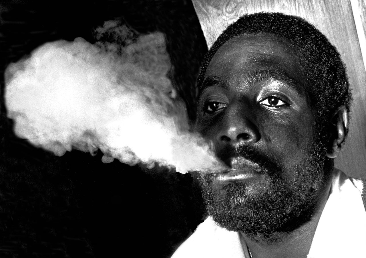 Viv Richards smokes a cigarette after West Indies' victory, Australia v West Indies, 2nd Test, MCG, 4th day, January 1, 1980