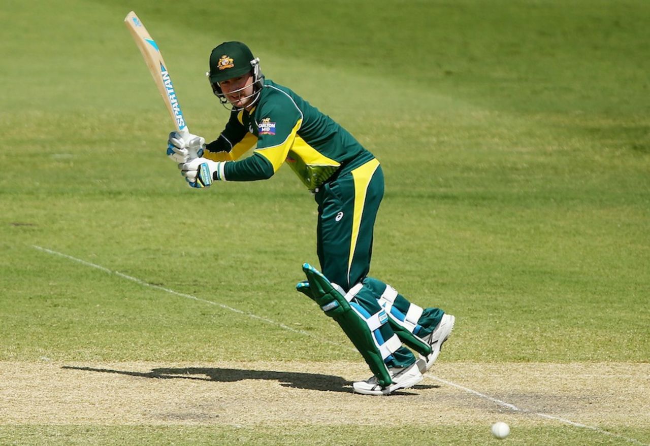 Michael Clarke bats in a bid to prove his fitness, Cricket Australia XI v Bangladesh XI, Allan Border Field, Brisbane, February 5, 2015
