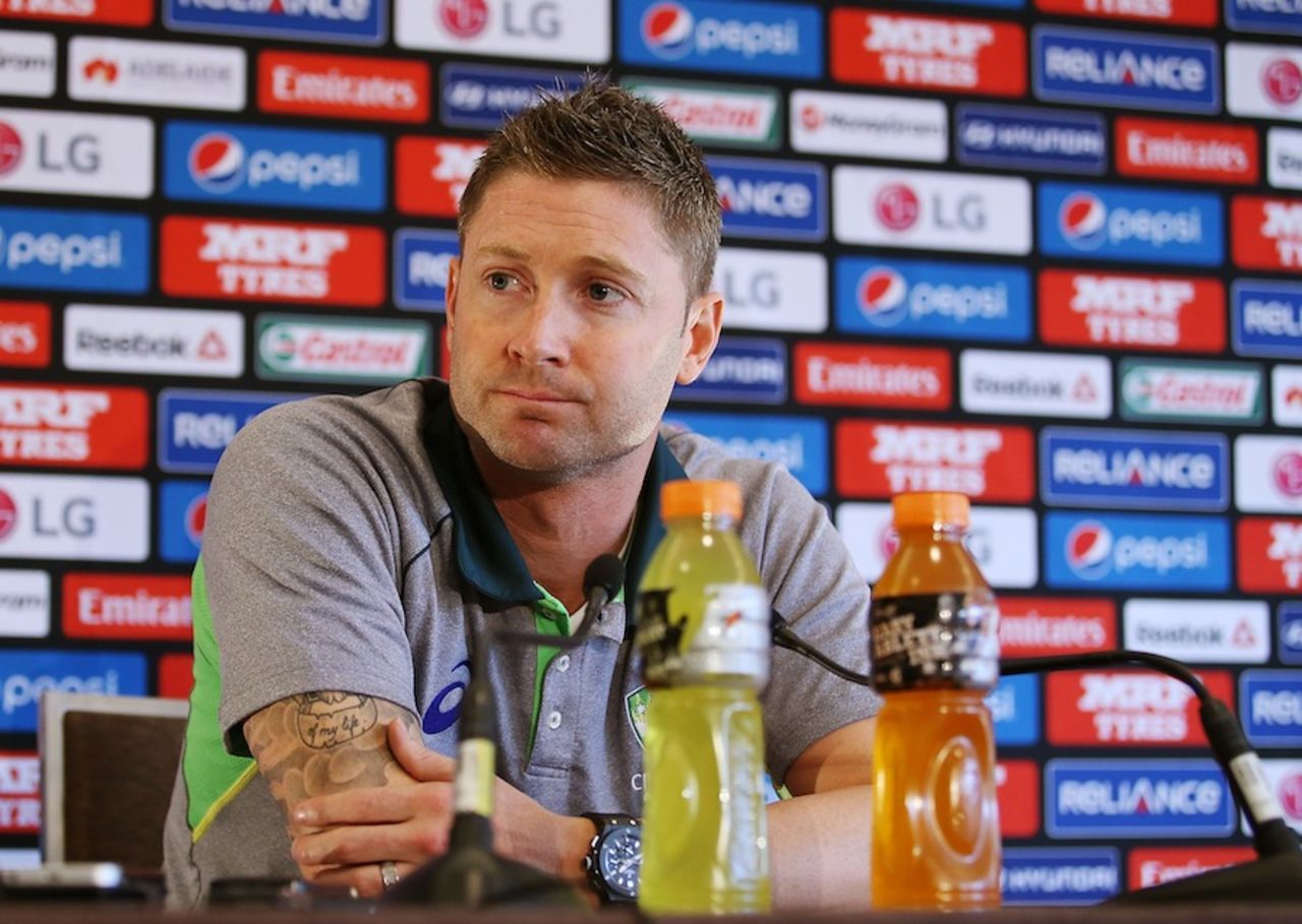Michael Clarke at a press conference in Adelaide, February 6, 2015