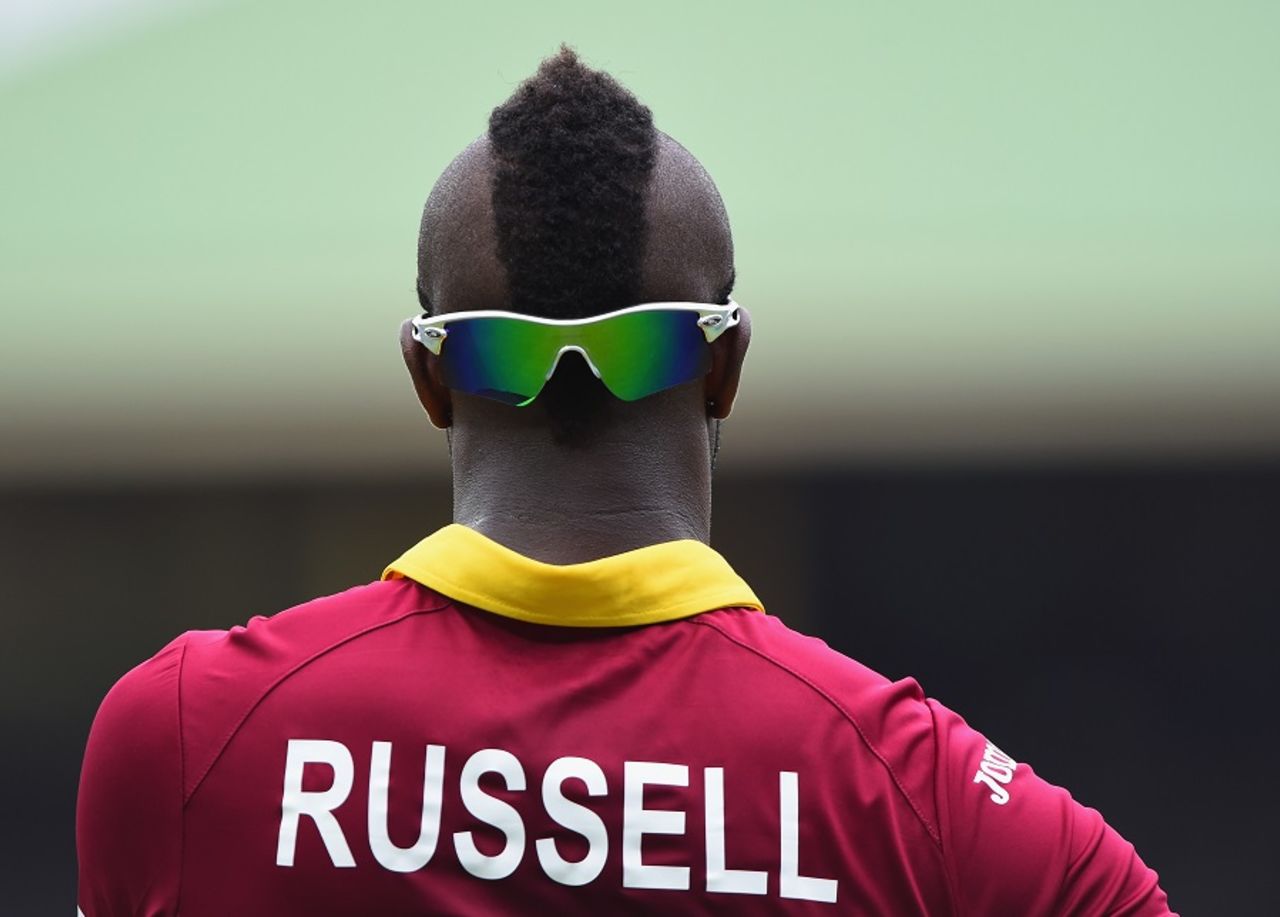 Andre Russell's new hairdo caught a few eyeballs, England v West Indies, World Cup warm-up match, Sydney, February 9, 2015