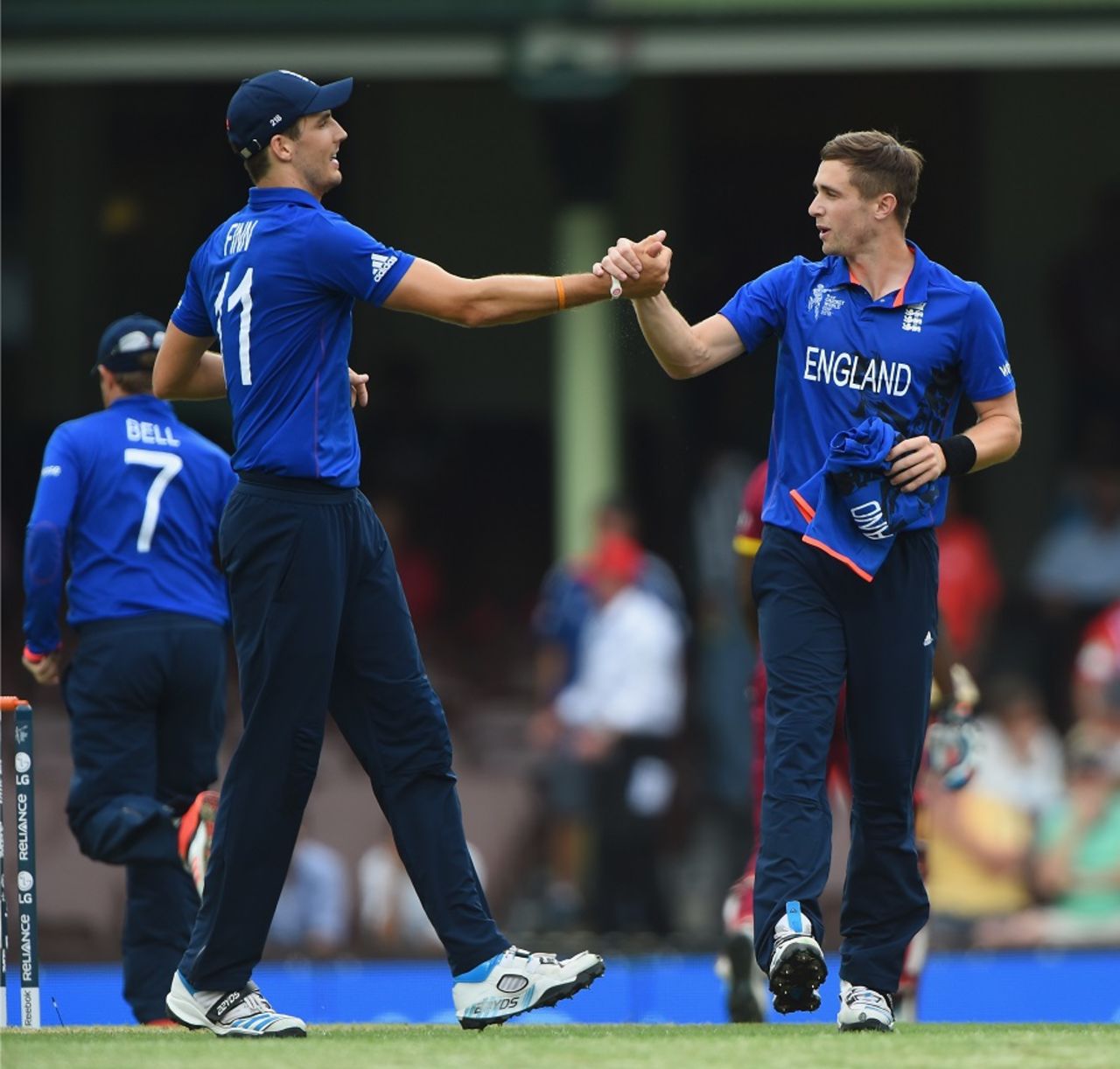Steven Finn and Chris Woakes shared seven wickets between them, England v West Indies, World Cup warm-up match, Sydney, February 9, 2015