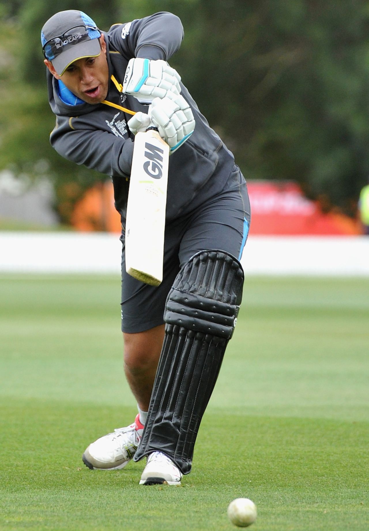 Ross Taylor warms-up before the warm-up match, New Zealand v Zimbabwe, World Cup warm-up match, Lincoln, February 9, 2015