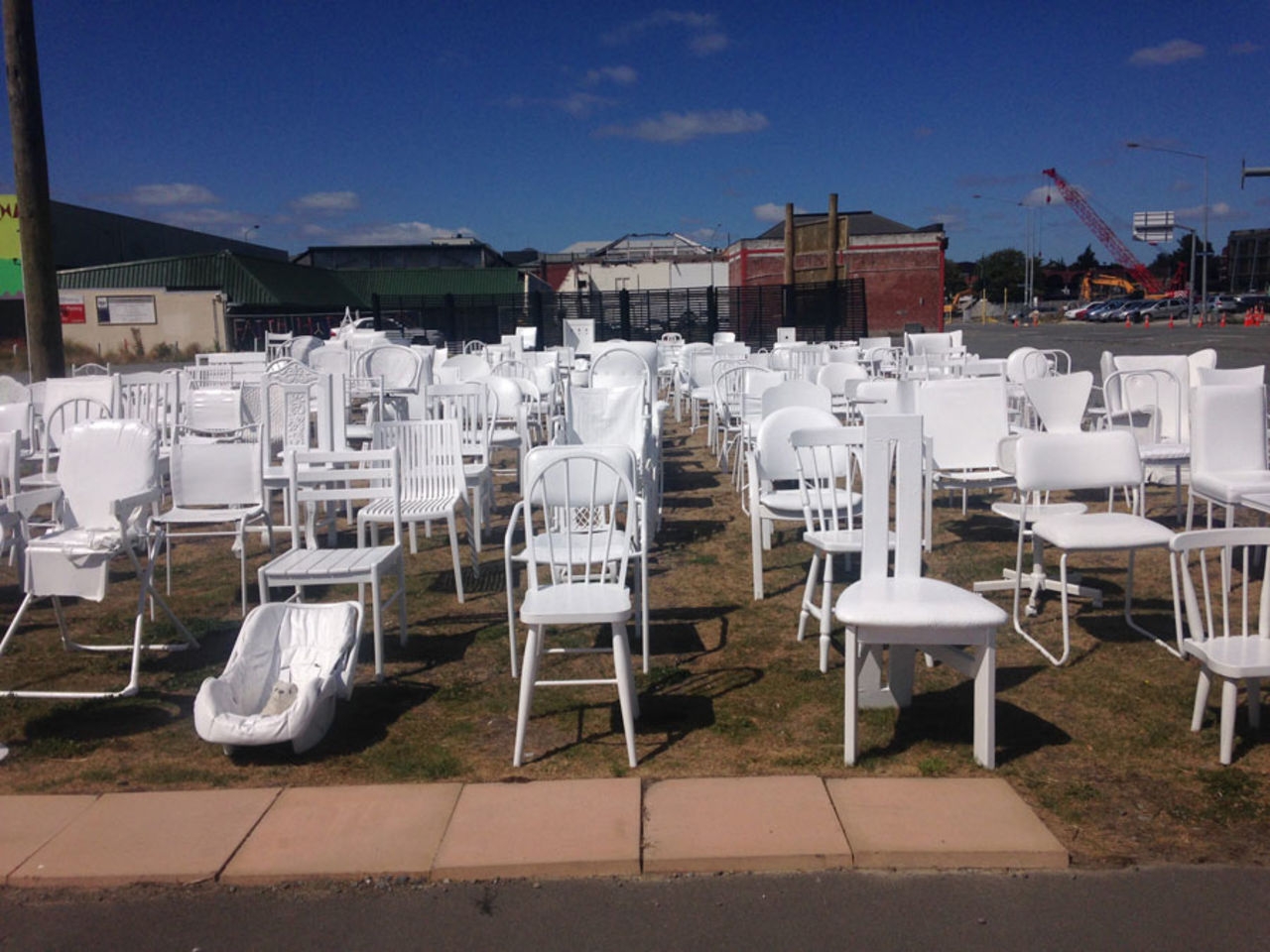 A memorial with 185 chairs to commemorate the victims of the Christchurch earthquake, Christchurch, February 10, 2015