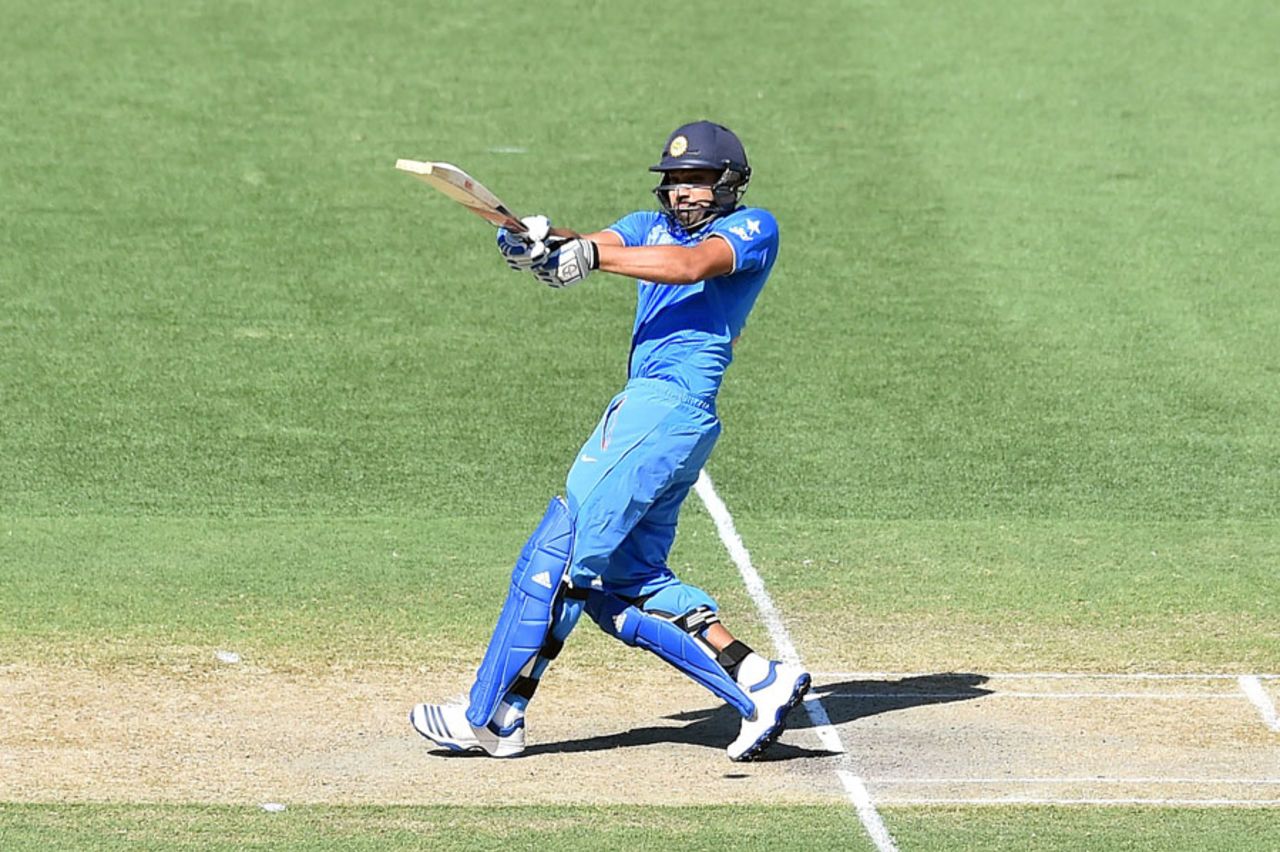 Rohit Sharma pulls for four, Afghanistan v India, World Cup warm-ups, Adelaide, February 10, 2015