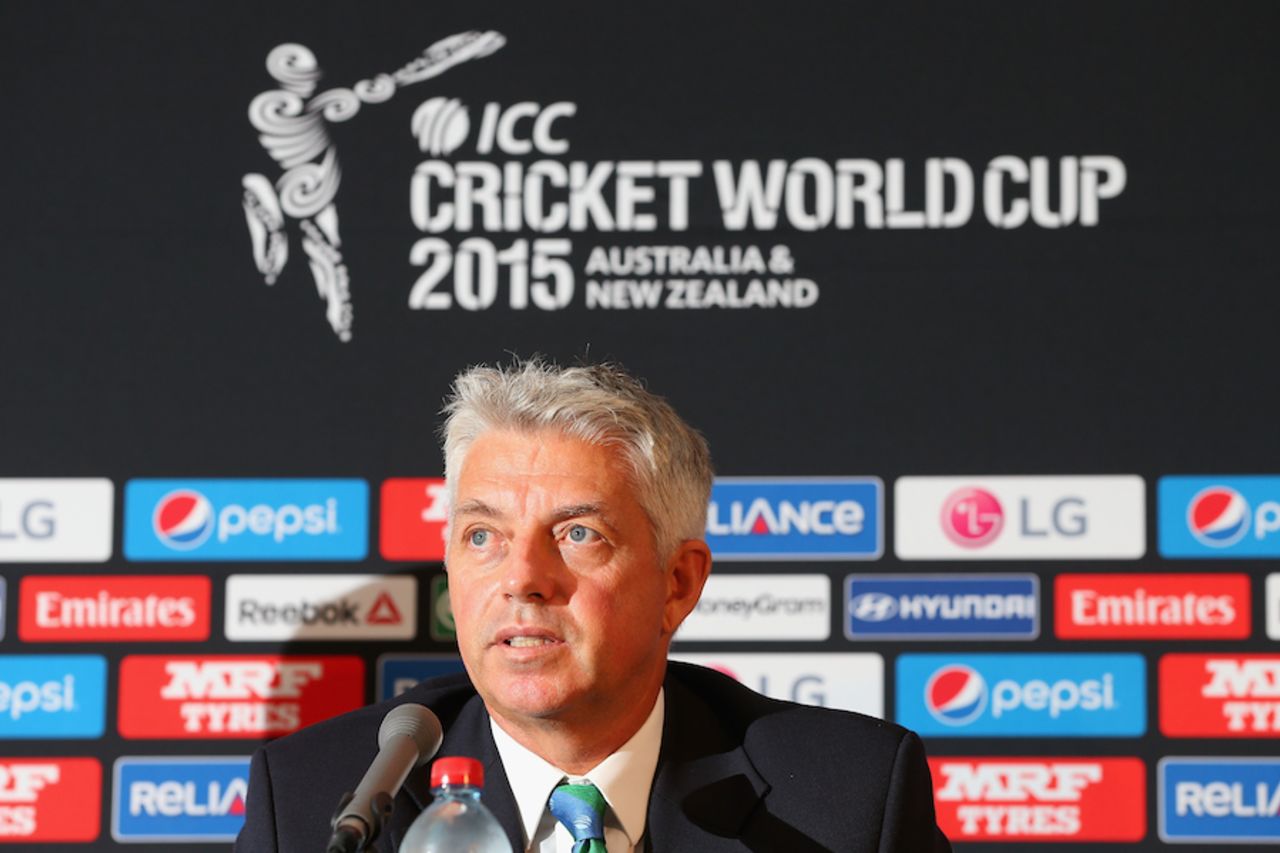 David Richardson interacts with the press, World Cup 2015, Melbourne, February 10, 2015