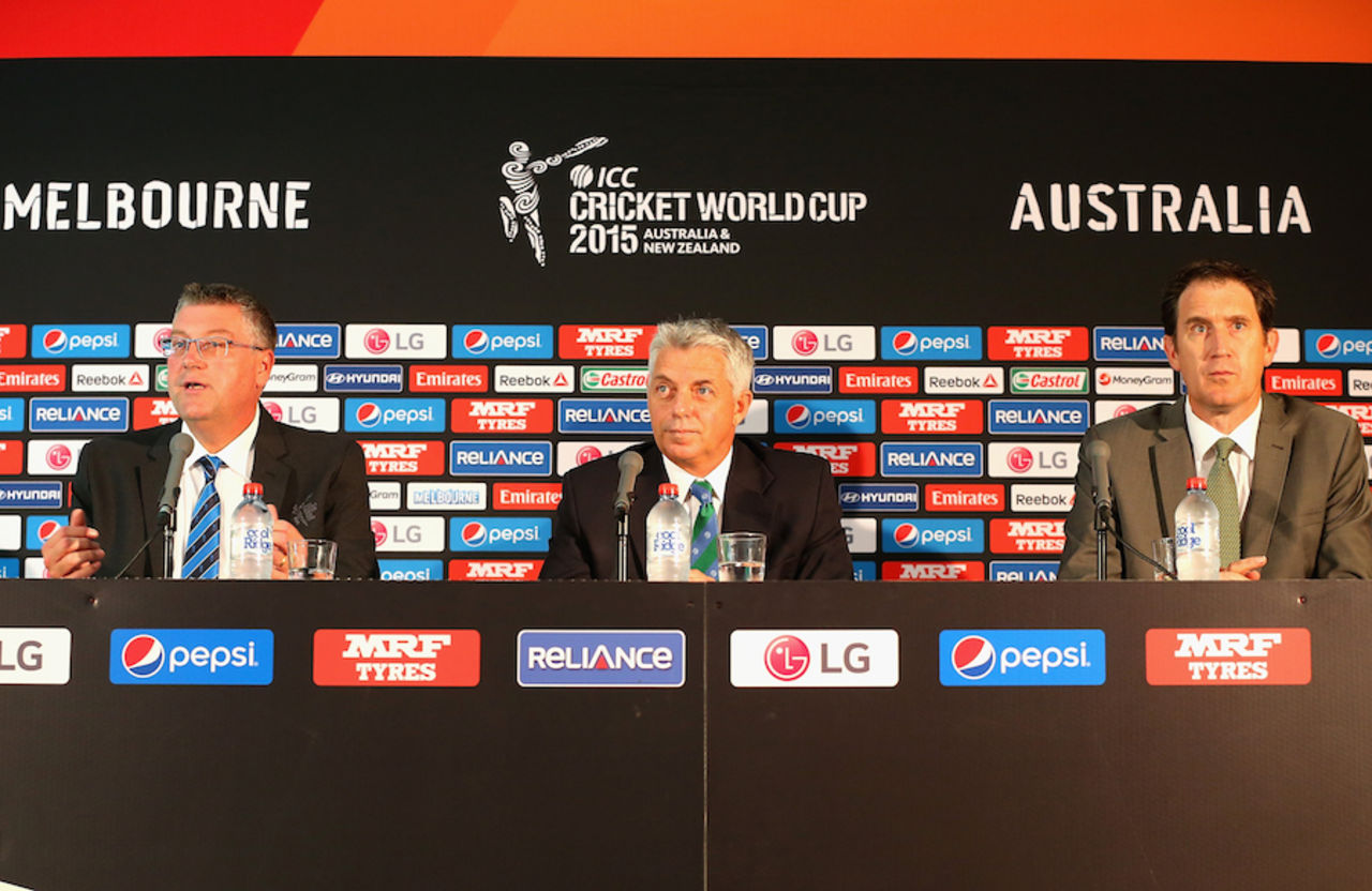 John Harnden, David Richardson and James Sutherland tackle a few questions, World Cup 2015, Melbourne, February 10, 2015