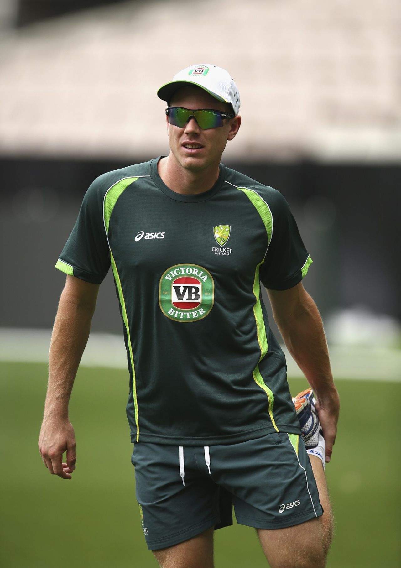 James Faulkner stretches out while training, World Cup 2015, Melbourne, February 13, 2015